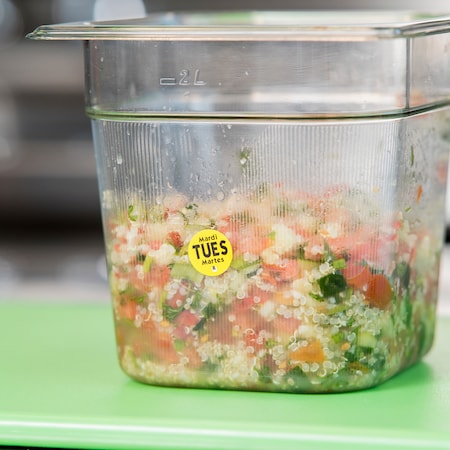 National Checking .75" Circle Trilingual Removable Yellow Tuesday Label, PK2000 R7502R